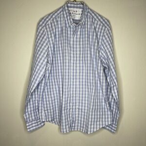 Mens Frank & Eileen Finbar Blue Cotton Plaid Longsleeve Button-up Oxford Large L